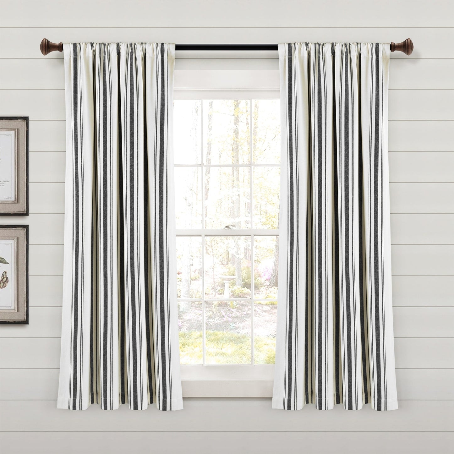Lush Decor Farmhouse Stripe Yarn Dyed Cotton Window Curtain Panel Pair