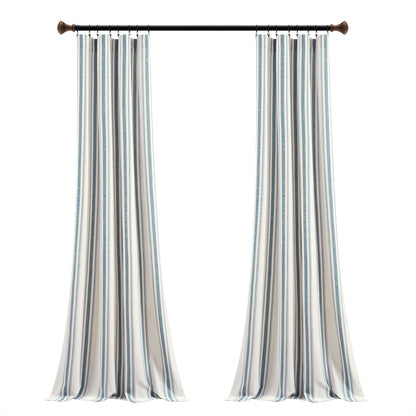 Lush Decor Farmhouse Stripe Yarn Dyed Cotton Window Curtain Panel Pair