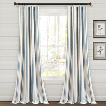 Lush Decor Farmhouse Stripe Yarn Dyed Cotton Window Curtain Panel Pair