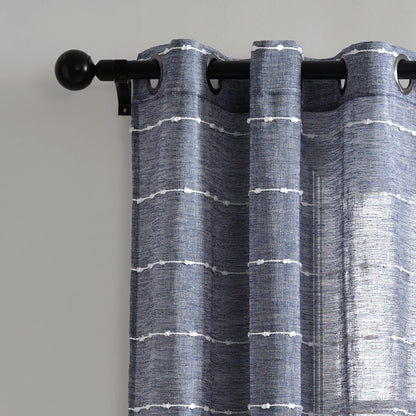 Lush Decor Farmhouse Textured Grommet Sheer Window Curtain Panel Pair
