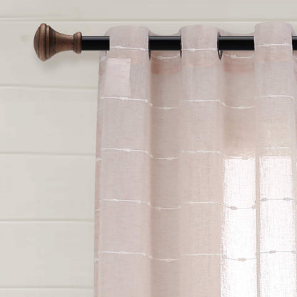 Lush Decor Farmhouse Textured Grommet Sheer Window Curtain Panel Pair
