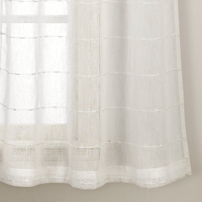 Lush Decor Farmhouse Textured Grommet Sheer Window Curtain Panel Pair