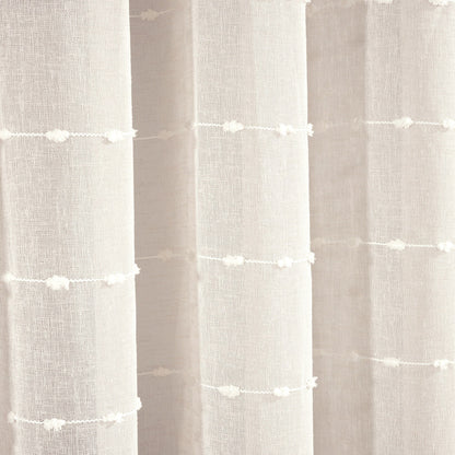 Lush Decor Farmhouse Textured Grommet Sheer Window Curtain Panel Pair