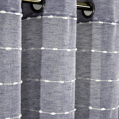 Lush Decor Farmhouse Textured Grommet Sheer Window Curtain Panel Pair