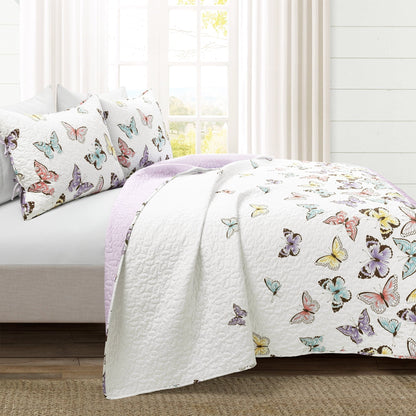 Lush Decor Flutter Butterfly 3-piece Quilt Set