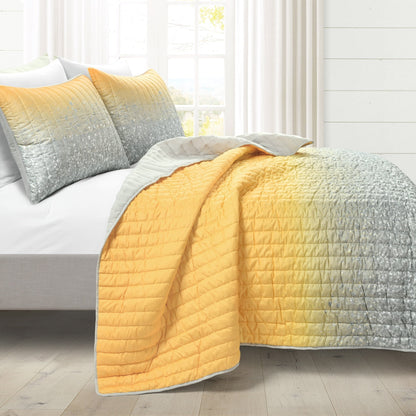 Lush Decor Glitter Ombre Metallic Print Quilt Set