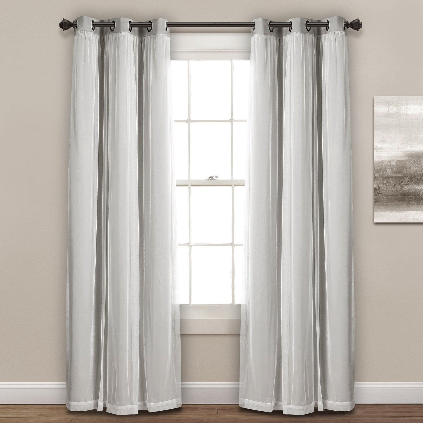Lush Decor Grommet Sheer Panel Pair with Insulated Blackout Lining