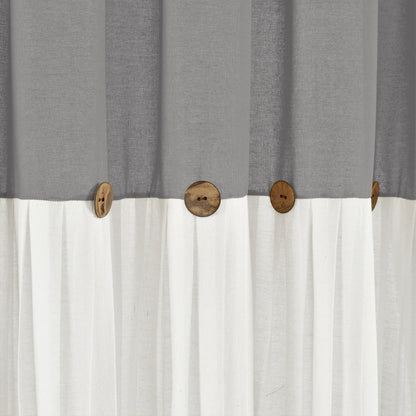 Lush Decor Two-tone Linen Button Shower Curtain