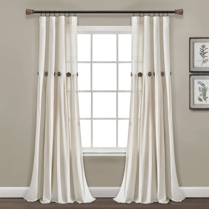 Lush Decor Linen Button Single Panel Window Curtain