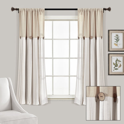 Lush Decor Linen Button Single Panel Window Curtain