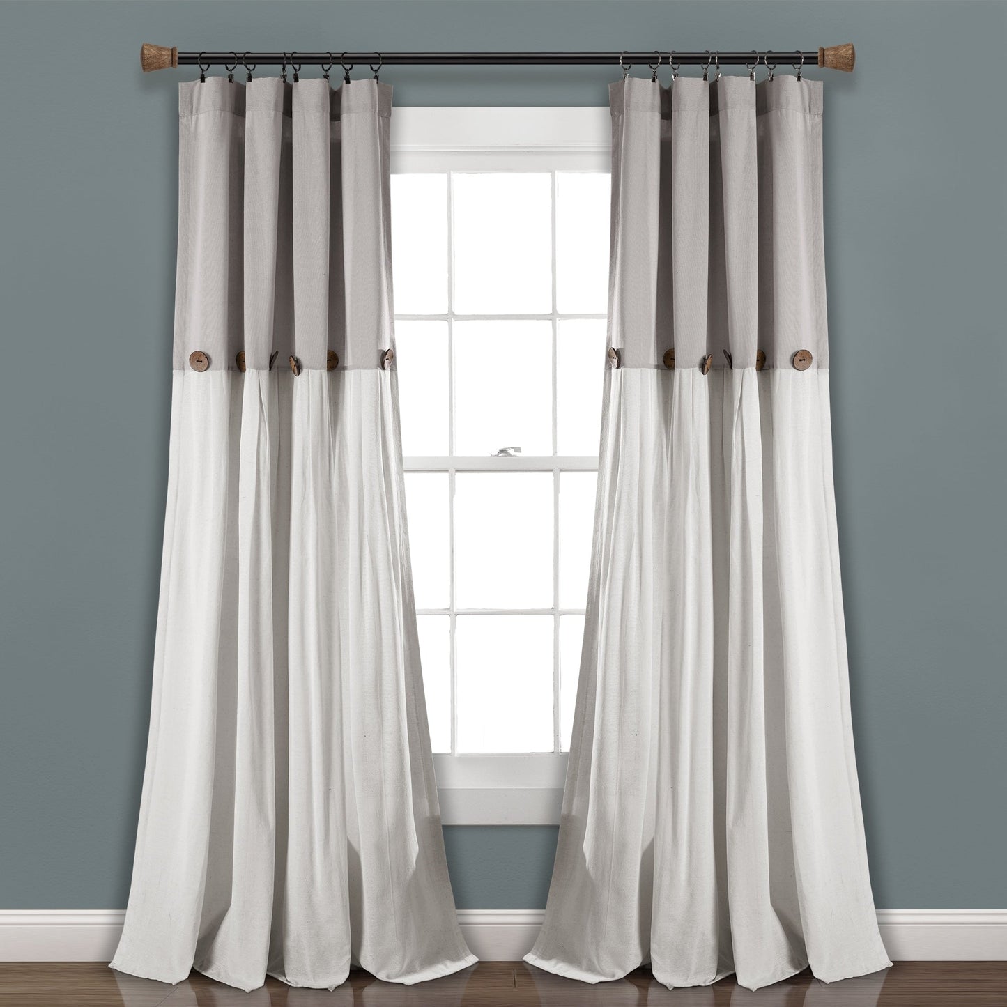 Lush Decor Linen Button Single Panel Window Curtain