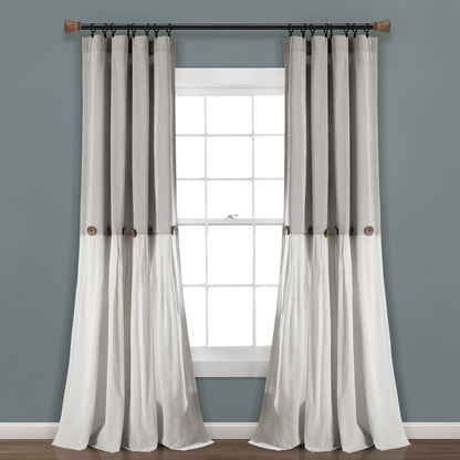 Lush Decor Linen Button Single Panel Window Curtain