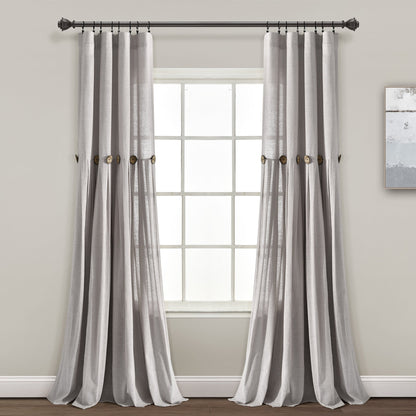 Lush Decor Linen Button Single Panel Window Curtain