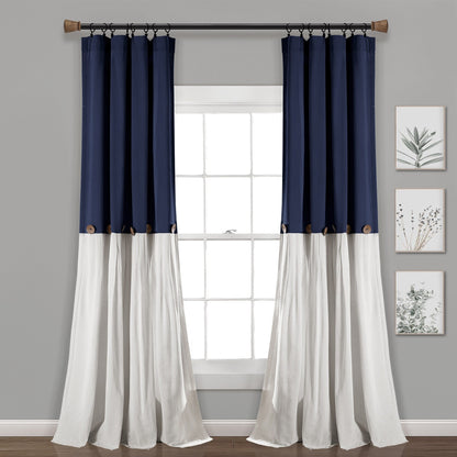 Lush Decor Linen Button Single Panel Window Curtain