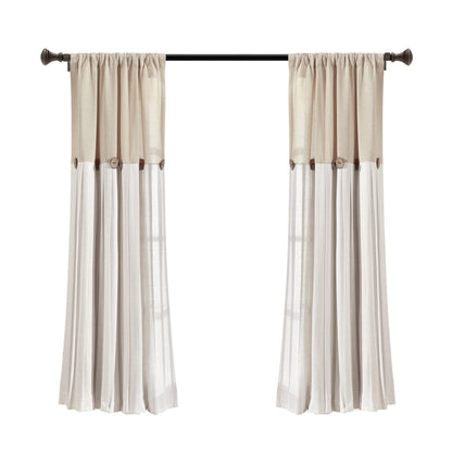 Lush Decor Linen Button Single Panel Window Curtain