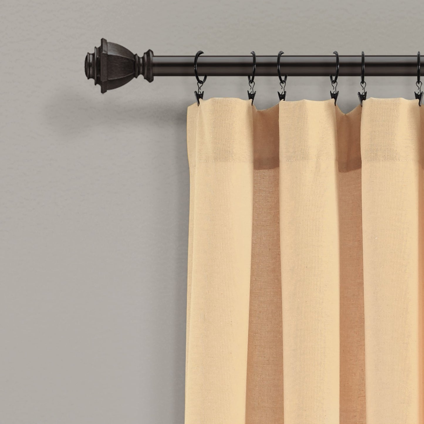 Lush Decor Linen Button Single Panel Window Curtain