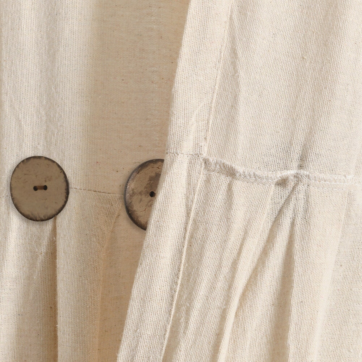 Lush Decor Linen Button Single Panel Window Curtain