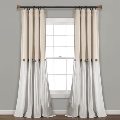 Lush Decor Linen Button Single Panel Window Curtain