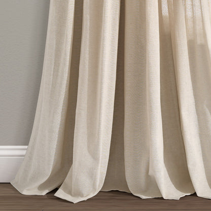 Lush Decor Linen Button Single Panel Window Curtain