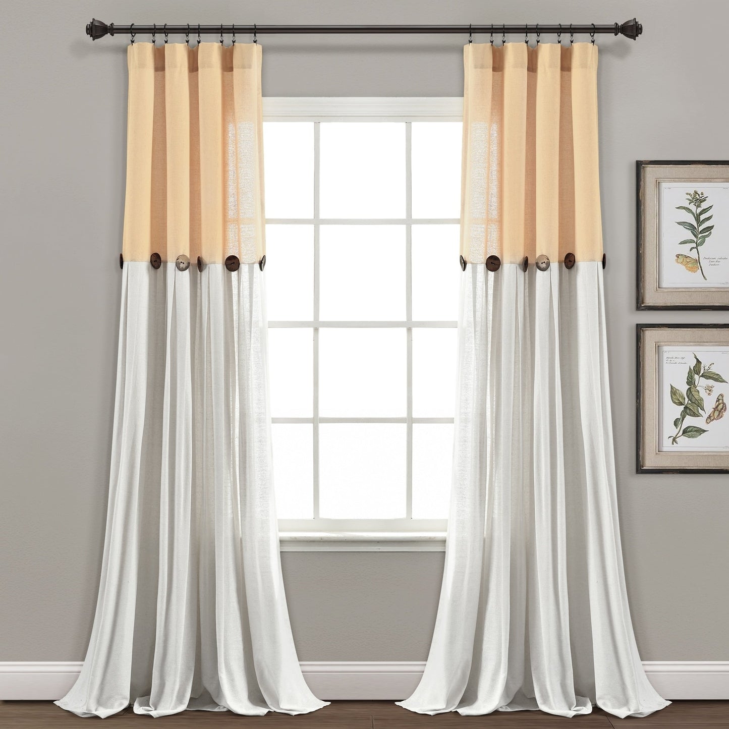 Lush Decor Linen Button Single Panel Window Curtain
