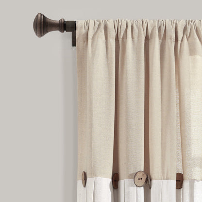 Lush Decor Linen Button Single Panel Window Curtain