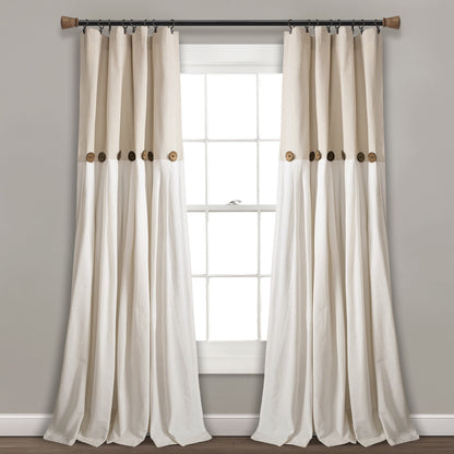 Lush Decor Linen Button Single Panel Window Curtain