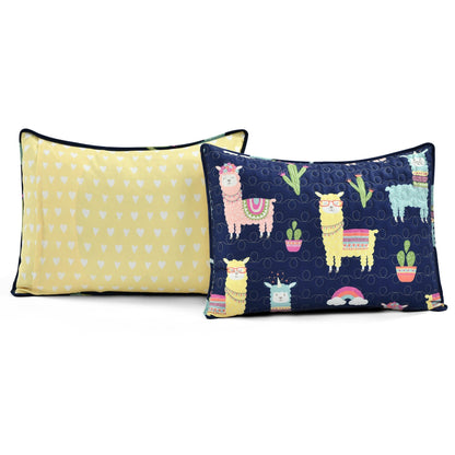 Lush Decor Southwest Llama Cactus Reversible Print Quilt Set