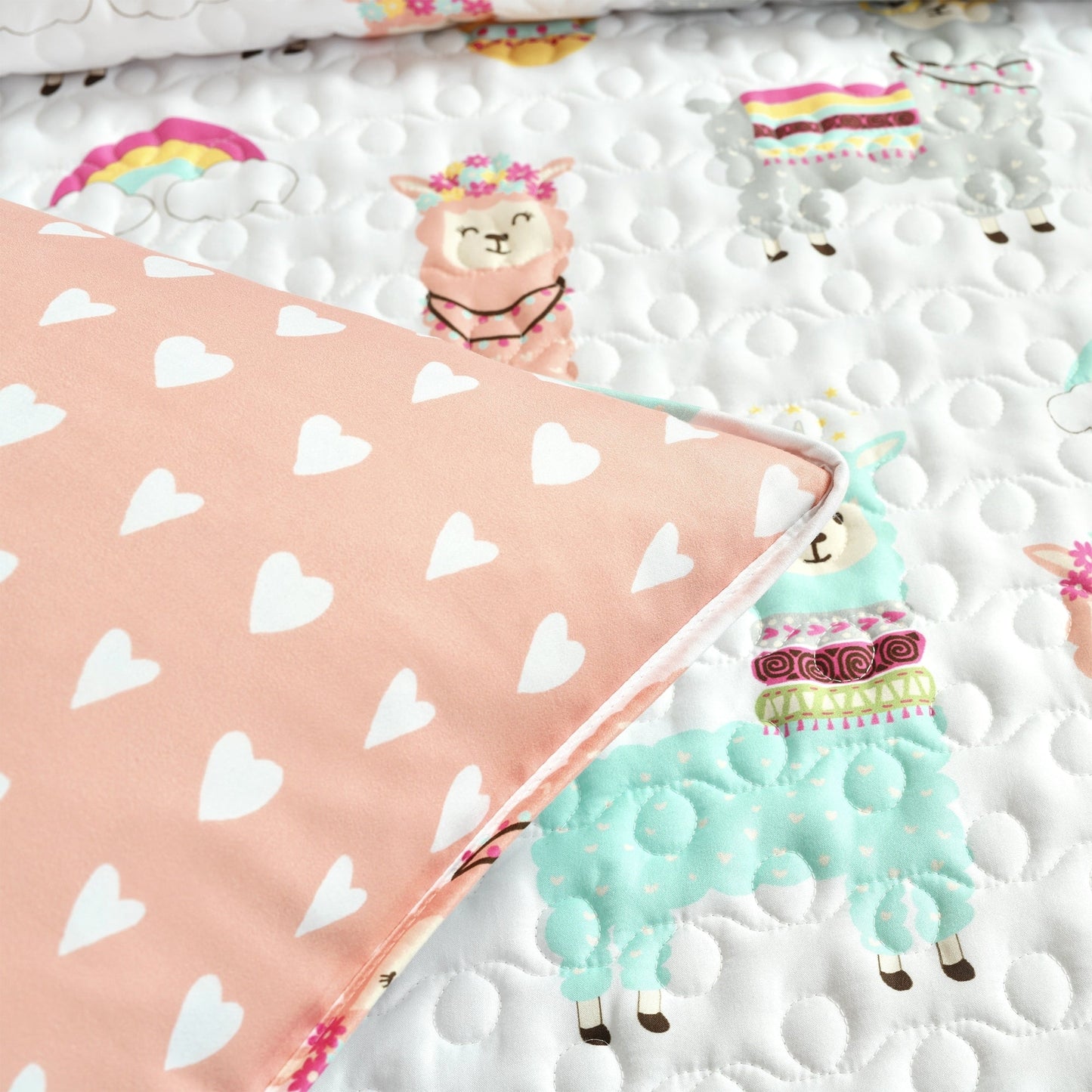 Lush Decor Southwest Llama Cactus Reversible Print Quilt Set