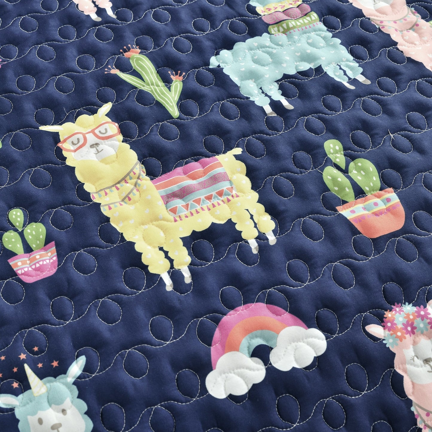 Lush Decor Southwest Llama Cactus Reversible Print Quilt Set