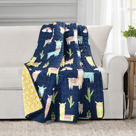 Lush Decor Southwest Llama Cactus Reversible Throw Blanket