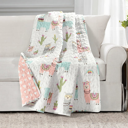 Lush Decor Southwest Llama Cactus Reversible Throw Blanket