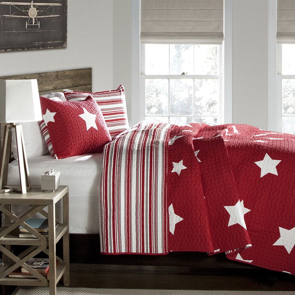 Lush Decor Star Pattern 3-piece Cotton Quilt Set