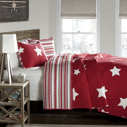 Lush Decor Star Pattern 3-piece Cotton Quilt Set