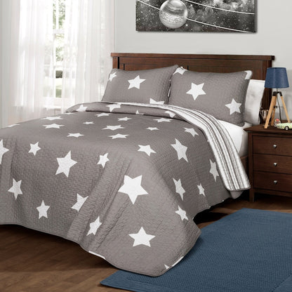 Lush Decor Star Pattern 3-piece Cotton Quilt Set