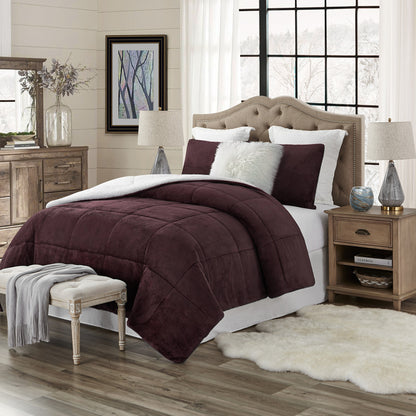 Swift Home Luxurious Reversible High Pile Plush and Sherpa Comforter Set