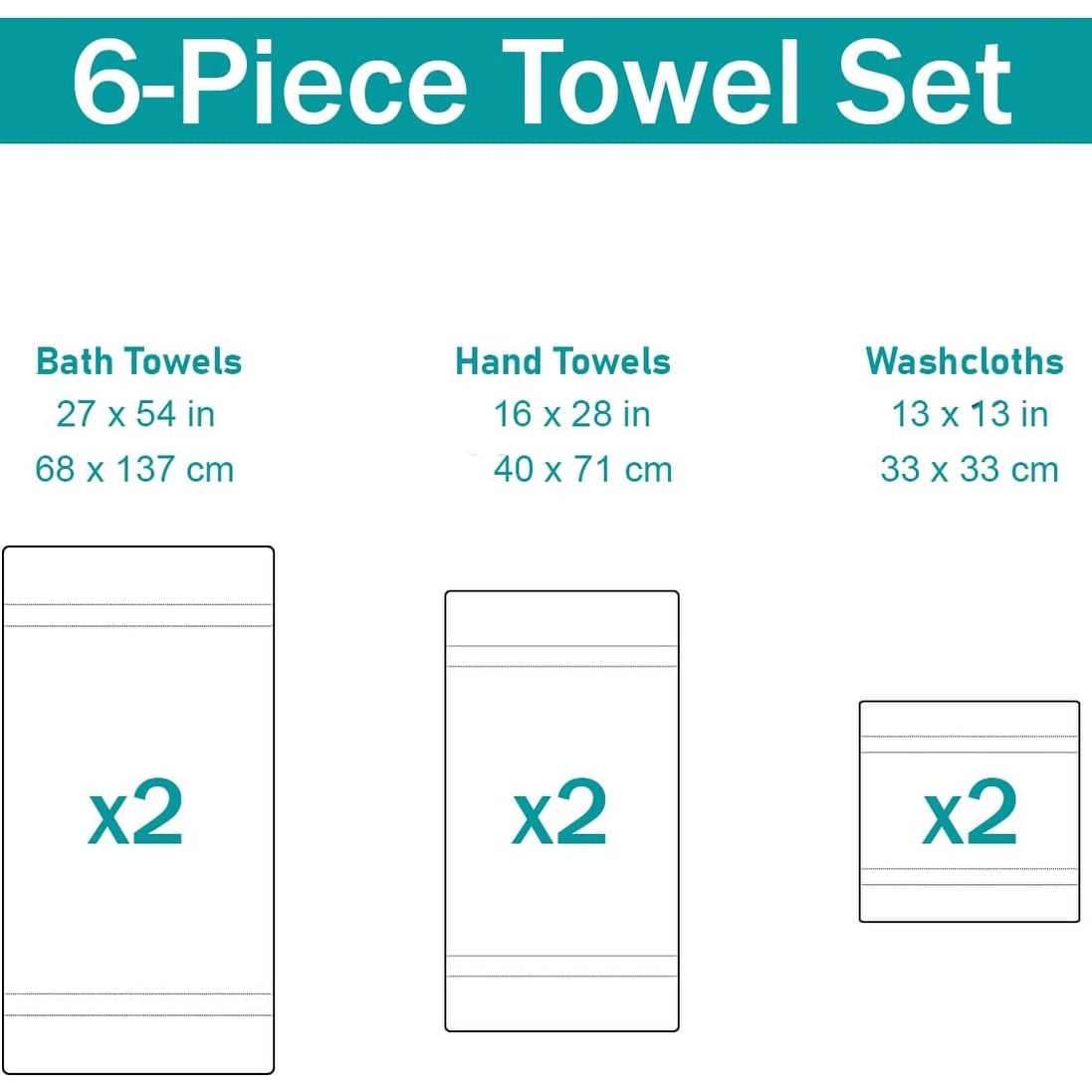 Luxurious Absorbent 650 GSM Combed Cotton 6-piece Towel Set