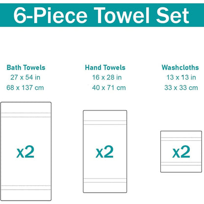 Luxurious Absorbent 650 GSM Combed Cotton 6-piece Towel Set