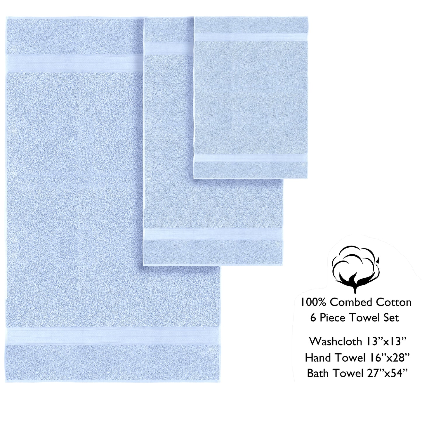 Luxurious Absorbent 650 GSM Combed Cotton 6-piece Towel Set