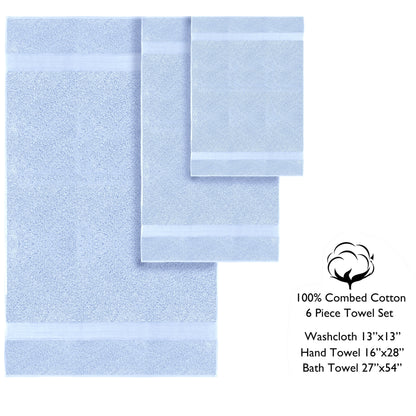 Luxurious Absorbent 650 GSM Combed Cotton 6-piece Towel Set