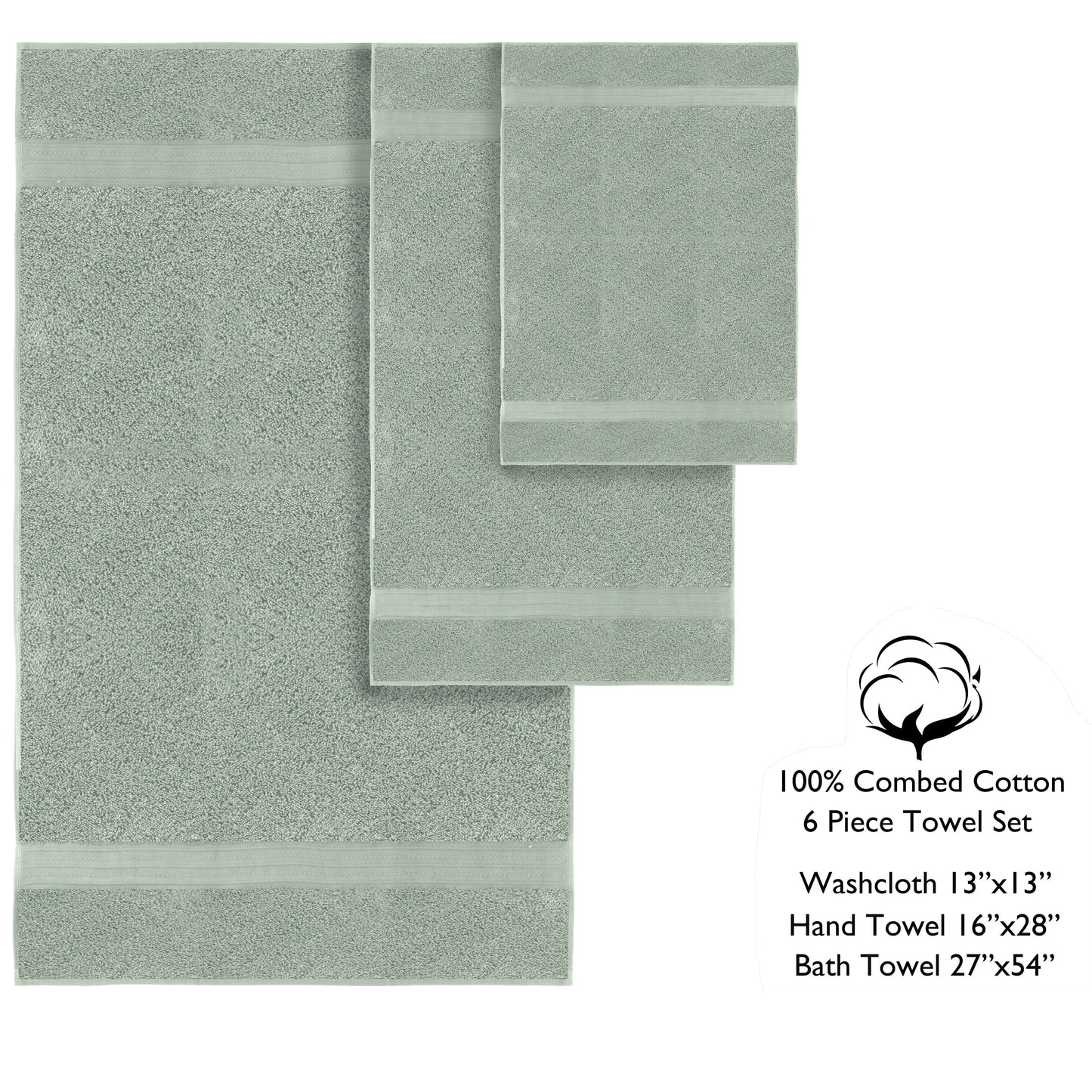 Luxurious Absorbent 650 GSM Combed Cotton 6-piece Towel Set