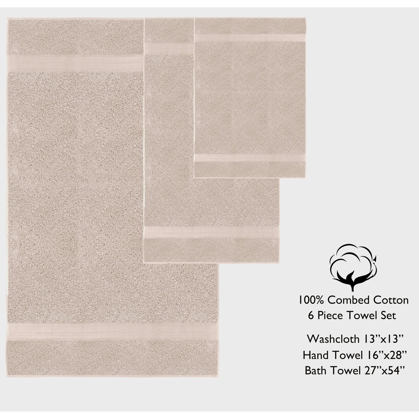 Luxurious Absorbent 650 GSM Combed Cotton 6-piece Towel Set