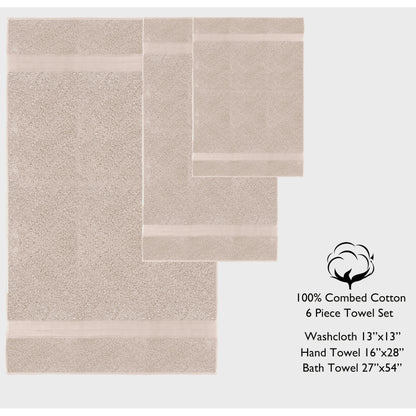 Luxurious Absorbent 650 GSM Combed Cotton 6-piece Towel Set