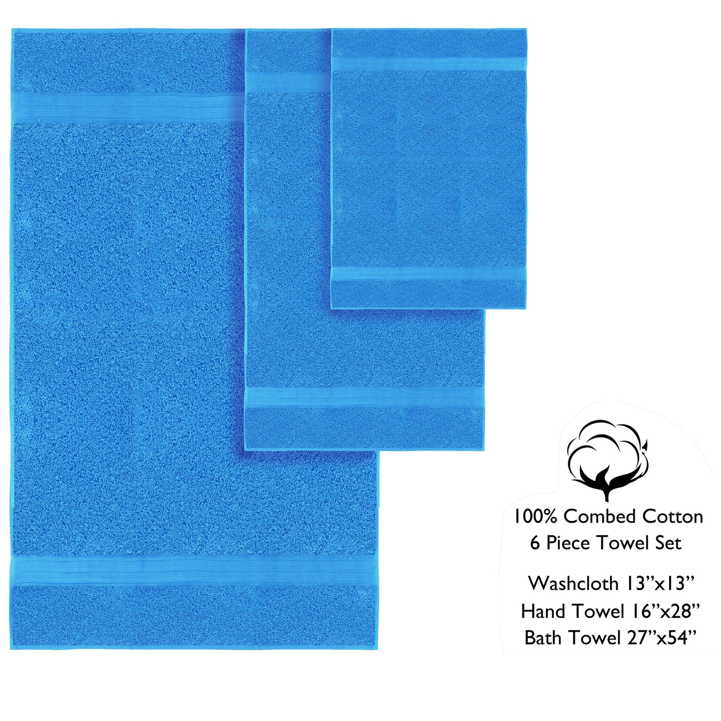 Luxurious Absorbent 650 GSM Combed Cotton 6-piece Towel Set