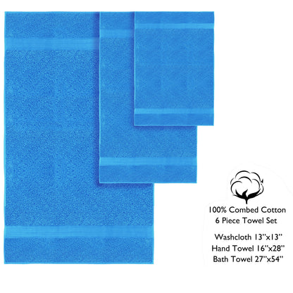 Luxurious Absorbent 650 GSM Combed Cotton 6-piece Towel Set