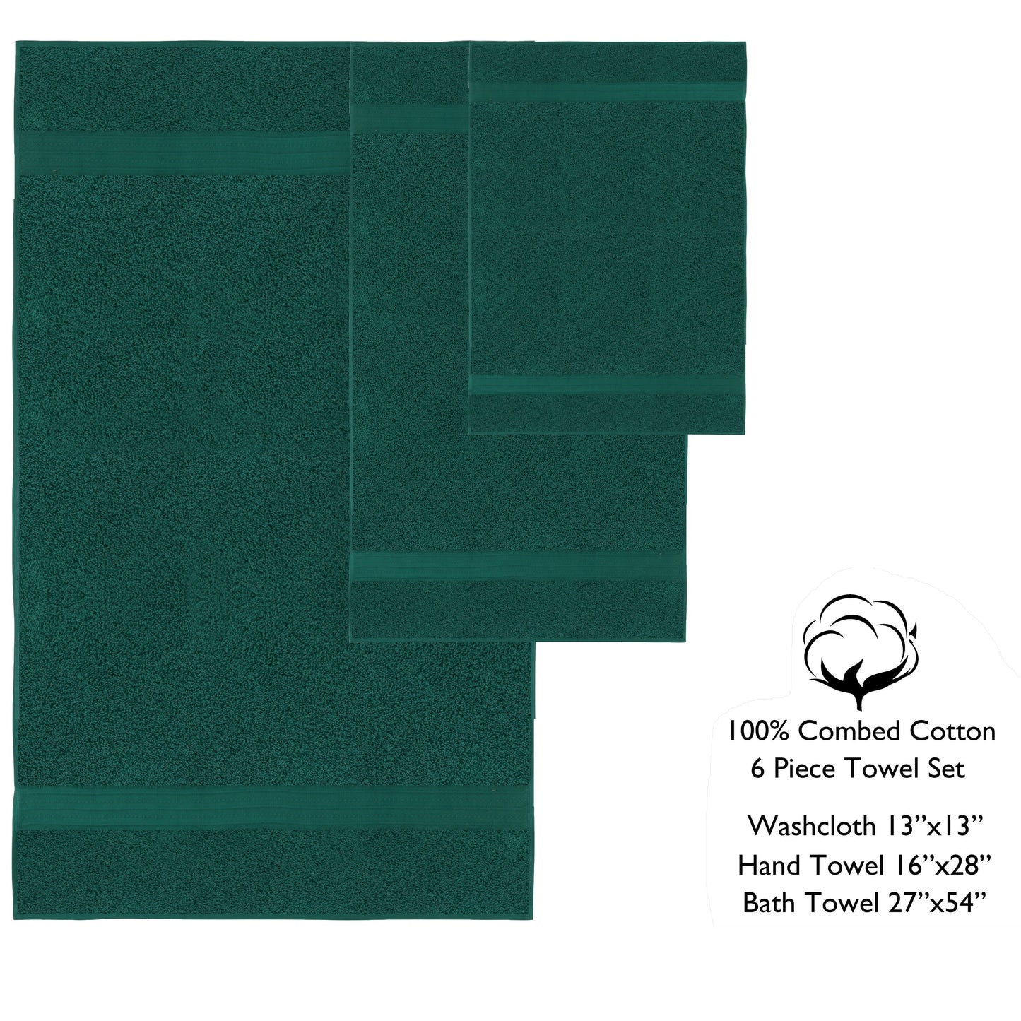 Luxurious Absorbent 650 GSM Combed Cotton 6-piece Towel Set