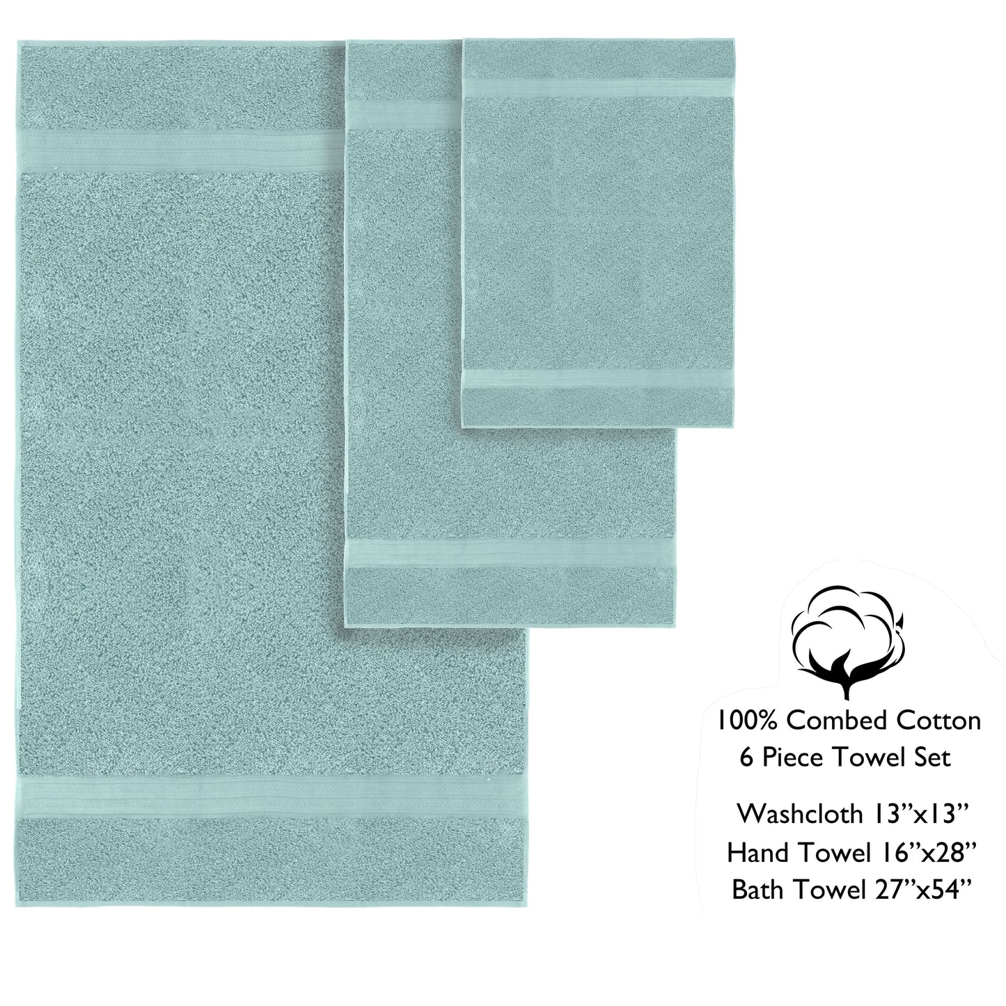 Luxurious Absorbent 650 GSM Combed Cotton 6-piece Towel Set