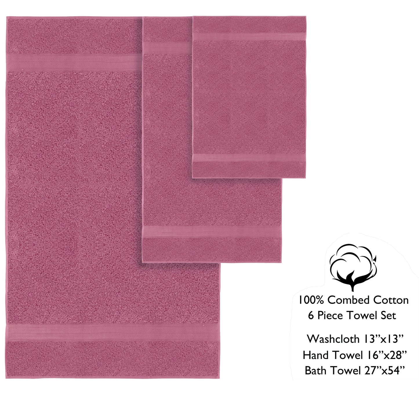 Luxurious Absorbent 650 GSM Combed Cotton 6-piece Towel Set