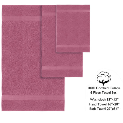 Luxurious Absorbent 650 GSM Combed Cotton 6-piece Towel Set