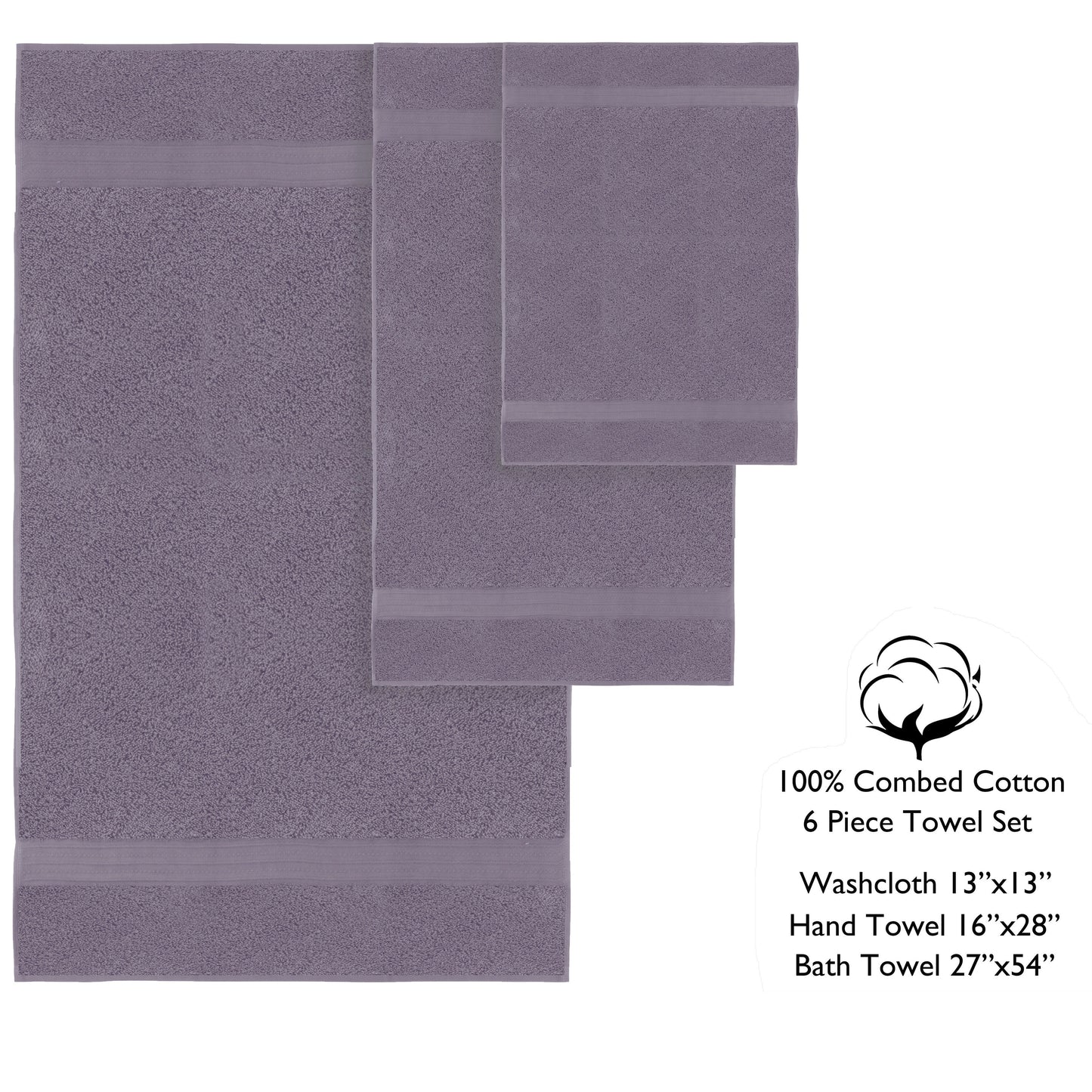 Luxurious Absorbent 650 GSM Combed Cotton 6-piece Towel Set