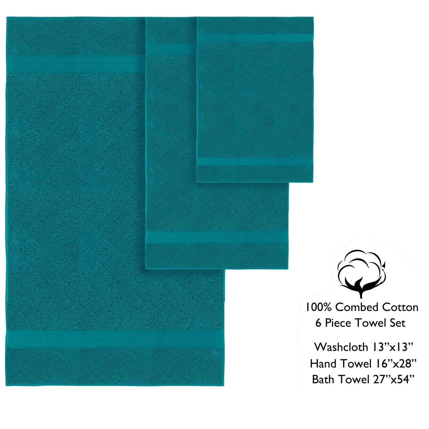 Luxurious Absorbent 650 GSM Combed Cotton 6-piece Towel Set